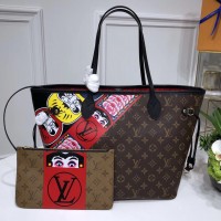 路易威登 LV M43499 歌舞伎贴饰 印花Monogram Neverfull 中号手袋